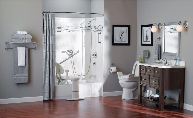 Moen Home Care Bathroom Safety Designer24 Inch Handicap Grab Bar for Bathtub and Shower with Curled Grip, Elderly Assistance Product, Brushed Nickel, LR8724D3GBN - Image 4